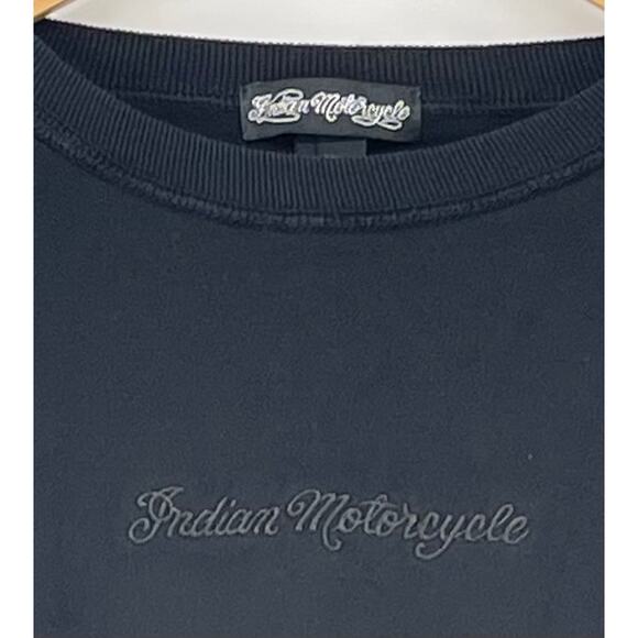Indian Motorcycle 100% Cotton Black Sweatshirt Embroidered Spell Out Size XL - Picture 3 of 6